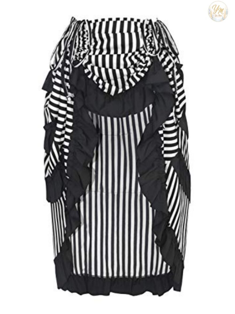 Steampunk High Low Skirt 4 Layer Black Ruffles Ankle Length Adjustable